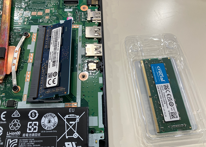 、DDR4 SO-DIMM対応の8GBのメモリを増設
